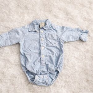 Light Blue Long Sleeve Baby Onesie